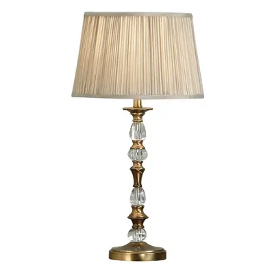 Diana Luxury 550mm Table Lamp Antique Brass Beige Shade Traditional Bulb Holder