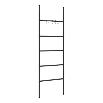 vidaXL Towel Rack Ladder with Tiers Black Iron Wall Leaning Towel Ladder