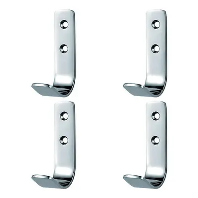 4x Flat Bar One Piece Coat Hook 41mm Projection Bright Stainless Steel