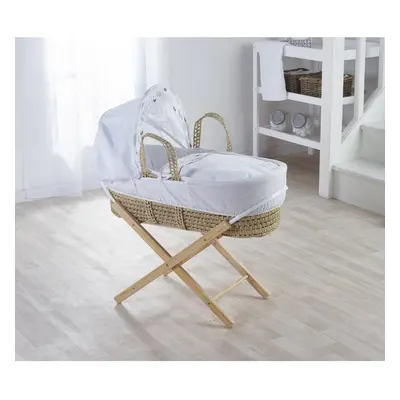 Silver Lining Palm Moses Basket includes mattress dressing and quilt