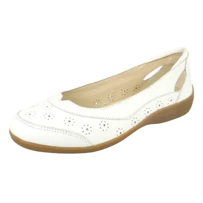 (UK 7, White) Ladies Padders Cut Out Ballerina Flats Demi - EE Fit