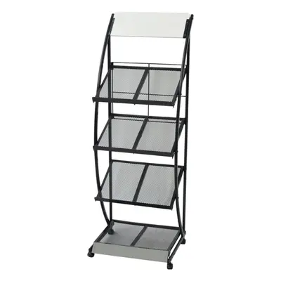 vidaXL Magazine Rack 47x40x134 cm Black and White A4 Newspaper Organiser Stand