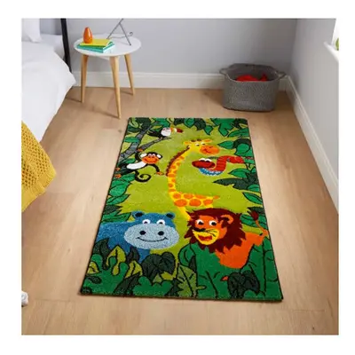 Safari Animals Kids Rug - Green - 120cm x 170cm