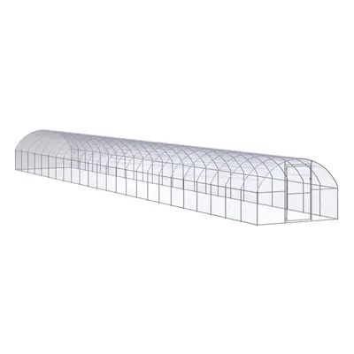 vidaXL Outdoor Chicken Coop 3x24x2 m Galvanised Steel Garden Poultry House