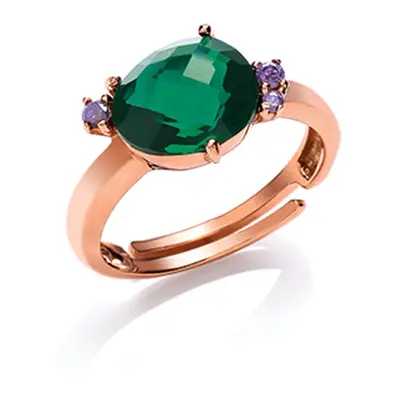 (N) Jewelco London Rose Gold-Plated Sterling Silver Green irregular-shape Cubic Zirconia Nugget 