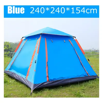 (Blue) People Fully Automatic Tent Outdoor Camping Family Picnic Travel Rainproof Windproof Tent