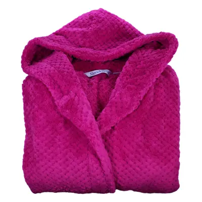 (Pink, Large - UK 16/18) Slenderella Ladies Waffle Fleece Hooded Wrap Dressing Gown