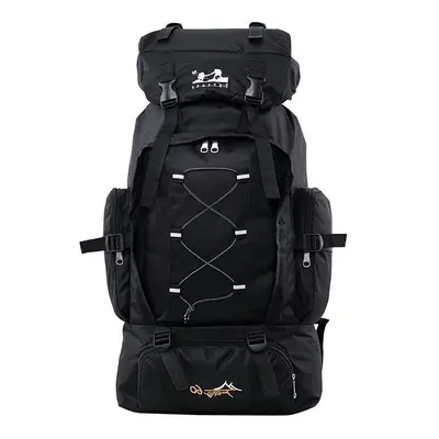 (Black) 60L Nylon Backpack Waterproof Sports Travel Hiking Climbing Shoulder Bag Unisex Rucksack