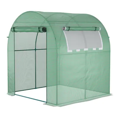 Outsunny Walk in Polytunnel Greenhouse with Roll-up Window and Door, Green