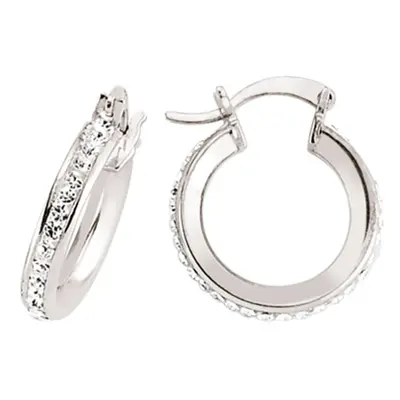 Jewelco London Ladies Sterling Silver Cubic Zirconia Channel Set Eternity Hoop Earrings 17mm - G