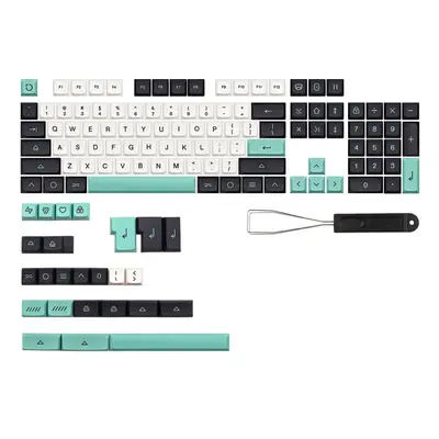 129 Keys Black & Green PBT Keycap Set XDA Profile Sublimation Keycaps for 64 84 96 Mechanical Ke