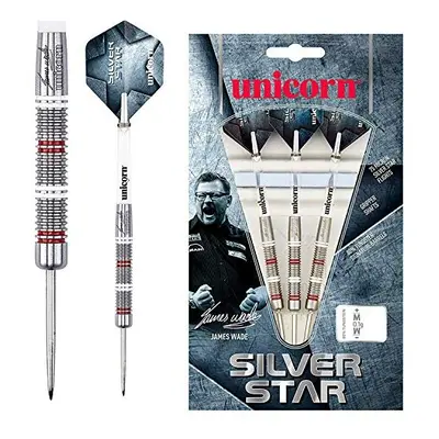 Steel Tip Darts Set | James 'The Machine' Wade Silver Star | 80% Natural Tungsten Barrels | g