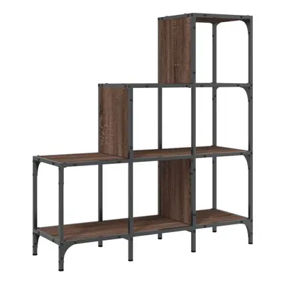 vidaXL Bookcase Bookshelf Side Cabinet Brown Oak Engineered Wood and Metal