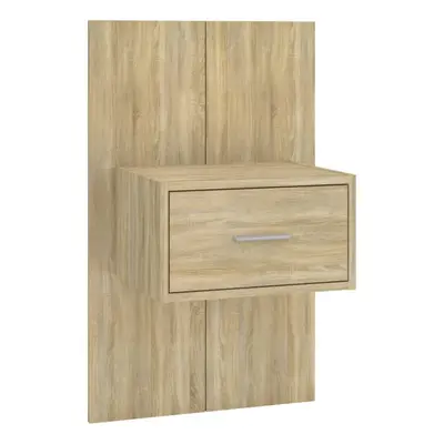 (sonoma oak, 1) vidaXL Wall Bedside Cabinet Floating Nightstand Bedside Unit Hanging Cabinet