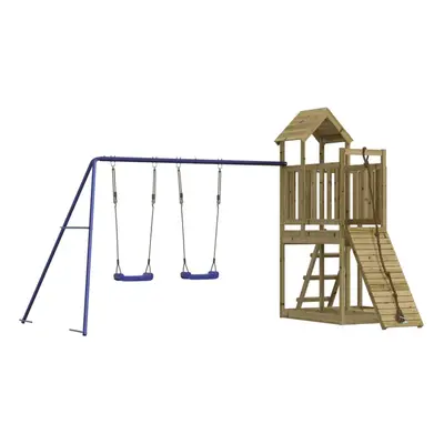 (solid impregnated pinewood) vidaXL Outdoor Playset Wooden Playground Set Swing Set Wood Pine