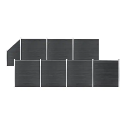 vidaXL WPC Fence Set Square+1 Slanted 1311x186cm Grey Barrier Panel Screen