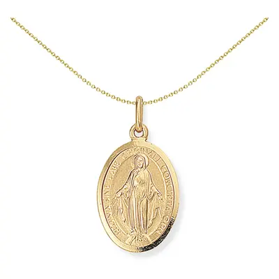 Jewelco London 9ct Gold Miraculous Madonna (Virgin Mary) Medallion Charm Pendant 13x26mm - FANR0