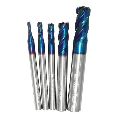 5pcs 2-8mm HRC65 Blue NACO Coated Round Nose Milling Cutter Flutes End Mill CNC Tool