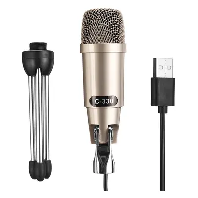 (Silver gray) Professional 30Hz-20KHz Dynamic Cardioid Capacitive USB Wired Microphone Mic with 