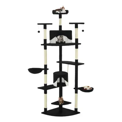 vidaXL Cat Tree with Sisal Scratching Posts 203cm Black and White Playhouse