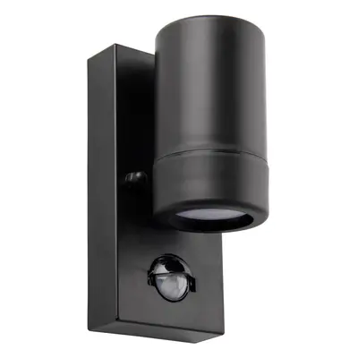 Outdoor IP44 Wall Downlight with PIR Sensor - 7W LED GU10 - Matt Black