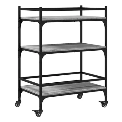 vidaXL Kitchen Trolley Rolling Cart Storage Cart Grey Sonoma Engineered Wood