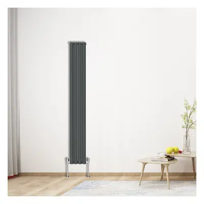 (Vertical 1800x236mm - Double) NRG Oval Column Designer Radiator Bathroom Central Heating Anthra