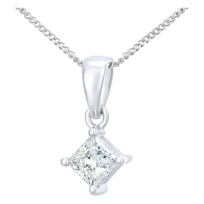 Jewelco London Platinum Princess 1/2ct Diamond Solitaire Pendant Necklace inch 46cm - PP0AXL4837