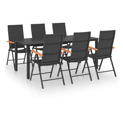 vidaXL Garden Dining Set Piece Black and Brown Outdoor Chairs and Table