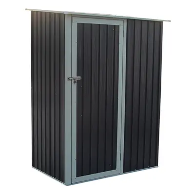 Charles Bentley 4.7ft x 3ft Metal Storage Shed Small Grey Roof Door Apex DIY Tools, Steel Struct