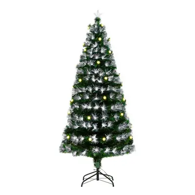 HOMCOM 6ft White Light Artificial Christmas Tree w/ LED Star Topper Tri-Base