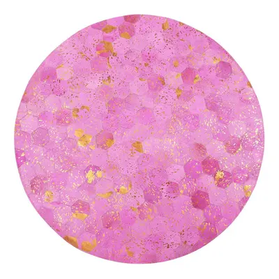 Round Cowhide Area Rug cm Pink ZEYTIN