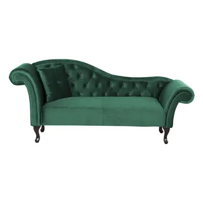 Left Hand Chaise Lounge Velvet Dark Green LATTES