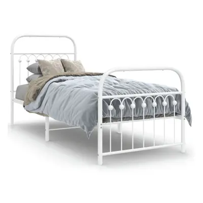 (white, x cm/ with headboard & footboard) vidaXL Metal Bed Frame with Headboard and Footboard Be