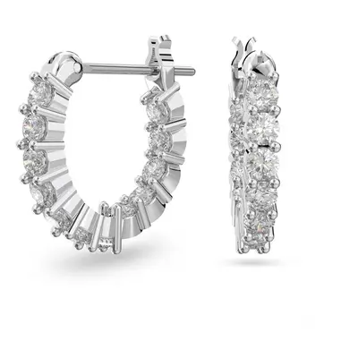 Swarovski Vittore hoop earrings, White, Rhodium plated