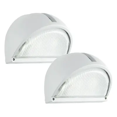 2 PACK IP44 Outdoor Wall Light White Aluminium 1x 40W E27 Bulb Porch Lamp