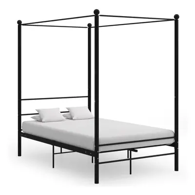 vidaXL Canopy Bed Frame Black Metal 140x200 cm Bedroom Furniture Bed Base