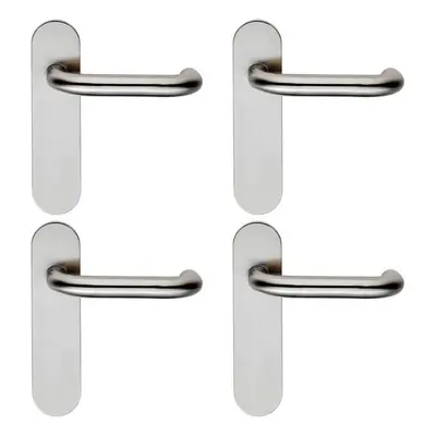 4x PAIR Safety Lever on Steel Inner Backplate 180mm Door Handle Satin Steel