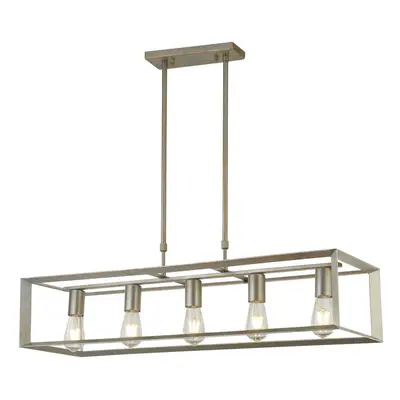 Searchlight Heaton Light Oblong Pendant Brushed Silver Gold Finish