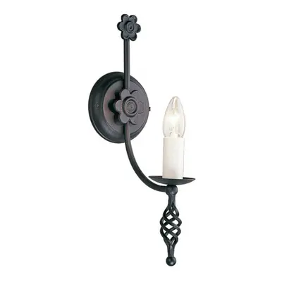 Wall Light Hand Crafted Metalwork Flower Design Candle Holder Black LED E14 60W