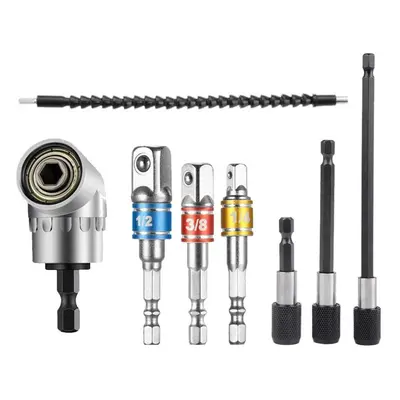 8pcs 290mm Flexible Shaft Bit Screwdriver Drill Bit Holder and Extension Bar Impact Socket Squar