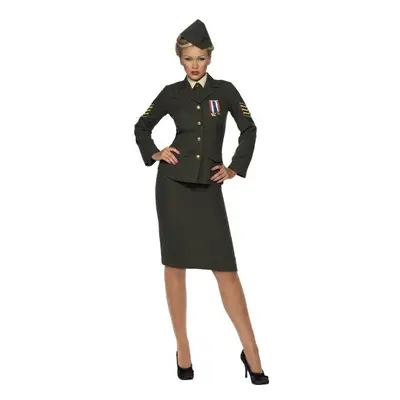 Smiffy's Adult Women's Wartime Officer Costume, Skirt, Jacket With Medal, Shirt