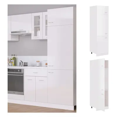 vidaXL Kitchen Cabinet High Gloss White Chipboard Storage Cupboard Sideboard