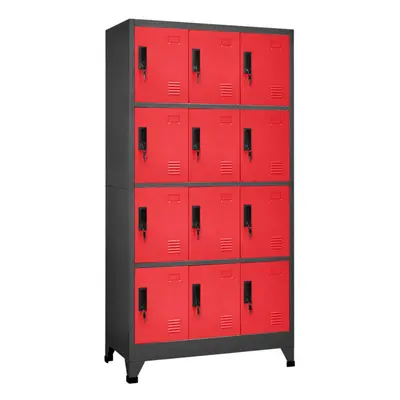 vidaXL Locker Cabinet Anthracite and Red Steel Office Storage Cabinet Locker