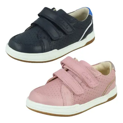 (Navy, UK 4.5 Infant) Childrens Clarks Casual Trainers Fawn Solo