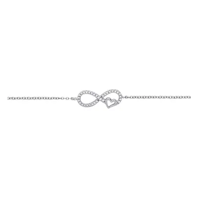 Jewelco London Ladies Sterling Silver Cubic zirconia Love Heart Infinity Charm Bracelet 10mm inc