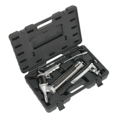 Manual Air Grease Gun Kit - Heavy Duty Canister - Rigid & Flexible Spouts