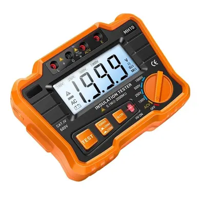 (Orange) 0.1M~1999M Digital Megohmmeter 100/250/500/1000V Insulation Earth Ground Resistance Vol