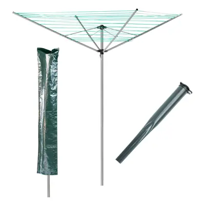 KCT Arm Outdoor Rotary Washing Line - 40m Drying Area - With Ground Spike and Protective Cover