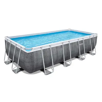 Bestway 18ft x 9ft x 52" Rectangular Power Steel Above Ground Swimming Pool, Sand filter Pump & 